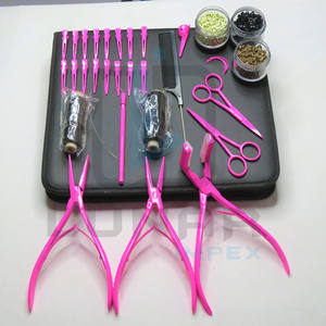 Kit de pinces d'extension de cheveux multiples de 7 pouces avec plusieurs accessoires de couleur rose vif et possibilité d'étiquetage gratuit de la marque sur mesure - Product Image 3