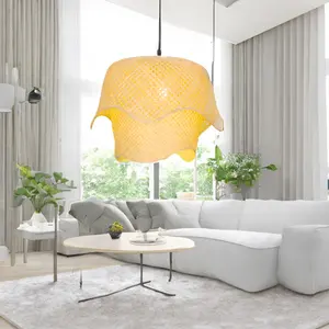 Vietnam Leveranciers Rozenvormige Plafond Bamboe Lamp Voor Decoratie Huisruimte, Restaurant Natuur Ambacht Eco-Vriendelijk Voor Het Milieu