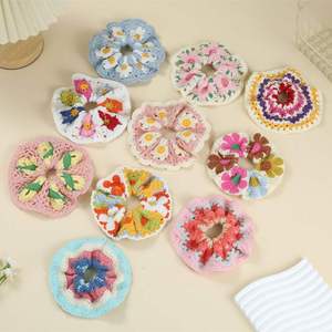 Handmade Korean Style <b>Flower</b> Cotton Knitted Scrunchie High-End <b>Sweet</b> Elastic Band Ponytail Hair Tie by Acki - Product Image 1
