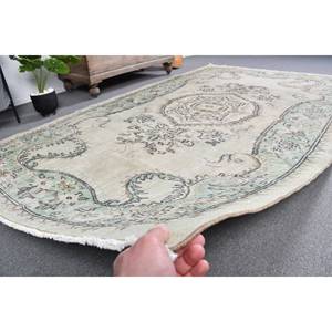 Tapis turc vintage grande surface 5.2x8.6 pieds Beige vert laine Latex support Patchwork pour adolescents Tabriz Rectangle couloir - Product Image 4