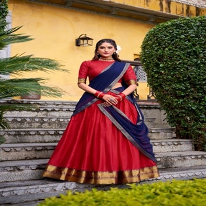 Lehenga Choli en polycoton pour occasions spéciales avec broderie en zari, fabricant et fournisseur de mode féminine - Product Image 1