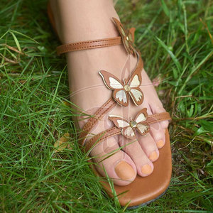 Brown Shade Adorable Laser Cut Faux Leather Upper Anti-Slippery Non-Slip Midsole Lightweight Comfortable <b>Slide</b> All Seasons High - Product Image 4