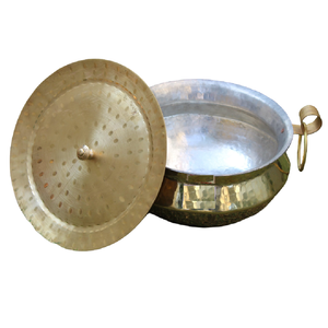 Hammered <b>Cooking</b> <b>Pot</b> Pure Brass <b>Cooking</b> <b>Pot</b> Hammered Polished 2 Liter Handi With Golden Brass Heavy Bottom Cookware Gold Plated - Product Image 4