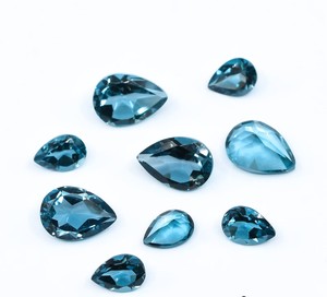 อัญมณีทรงลูกแพร์เจียระไนเหลี่ยมเพชรพลอยขนาด10x7จากธรรมชาติลอนดอนบลูโทแพซสำหรับการผลิตเครื่องประดับหินสีฟ้า - Product Image 1