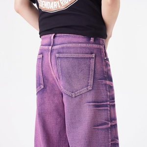 High Street Vintage coupe ample Baggy jean Y2K jambe large décontracté Denim pantalon pour hommes couleur unie Design lavé Streetwear - Product Image 3
