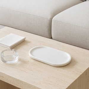 Plato de bandeja de mármol blanco hecho a mano de lujo que sirve velas de perfume tocador de baño hotel restaurante decoración del hogar pedido al por mayor - Product Image 1