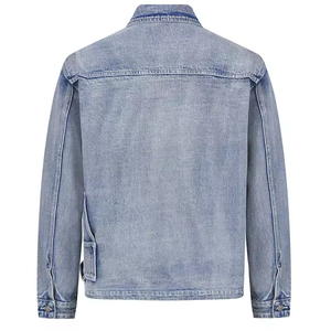 Veste en jean pour homme sur mesure OEM, veste en coton foncé délavée, décoration à boutons, veste d'hiver unisexe surdimensionnée - Product Image 2