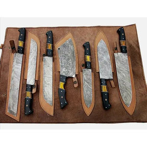 Juego de Cuchillos de Cocina Modernos Burraq Profesionales Hechos a Mano con Acero de Damasco, 7 Piezas, Mango de Madera, Acero al Carbono Ambidiestro - Product Image 5