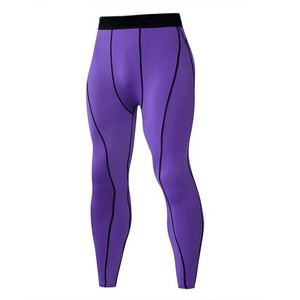 Ensemble de yoga compressif pour homme, violet, manches longues, col rond, 2 pièces, spandex, polyester, respirant et anti-transpiration - Product Image 5