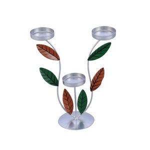 Portavelas decorativo casero de la T-luz del hierro con la instalación de tablero fácil acabada de la capa del polvo verde marrón - Product Image 5