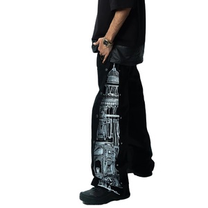 กางเกงขายส่งสั่งทำพิเศษทรงหลวมปักโลโก้ กางเกงขากว้างพิมพ์ลายสกรีน กางเกงวอร์มผู้ชายผ้าโพลีเอสเตอร์ - Product Image 1