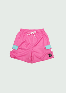Short de bain sport en nylon tissé brodé violet pour homme, avec cordon de serrage, taille élastique, séchage rapide, entraînement, OEM personnalisé - Product Image 2