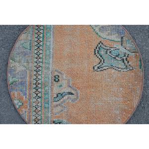 Tapis en laine turque orange et vert vintage de 2,3 pieds et 2,3 pieds Design classique de patchwork pour décor de salon Support en latex de 4m de large - Product Image 5