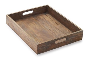 Bandeja Grande de Madera Hecha a Mano con Aspecto Rústico para Servir Té, Café, Comida, Aperitivos, Cocina, Comedor - Product Image 4