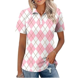 Camiseta Polo de Mujer de Alta Calidad, 100% Algodón, Media Cremallera, Sublimada, Superventas, Manga Corta, Transpirable, para Verano - Product Image 4