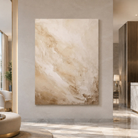 Peinture à l'huile abstraite texturée alabastroïde sur toile, crème sable monochrome impasto, taille personnalisée, provenant d'un fabricant d'art en gros