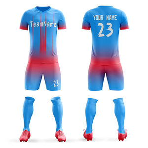 Vente chaude Classique Personnaliser Hommes Football Jersey Kits Haute Qualité Sublimation Stripe Football Uniforme Avec Personnalisation Complète - Product Image 4