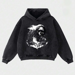 Sweat-shirt à capuche en tricot uni pour homme adulte, vêtements de sport décontractés pour l'extérieur, sweat-shirt à capuche lourd surdimensionné pour homme - Product Image 2