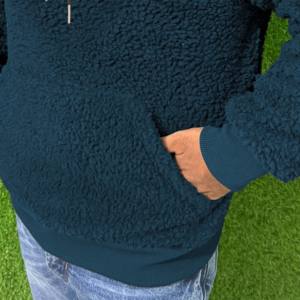 <b>Men's</b> High Quality 100% Cotton Pullover <b>Hoodies</b> <b>Sherpa</b> <b>Lined</b> Embroidered Activewear Solid Best Customized Fleece Winter - Product Image 3