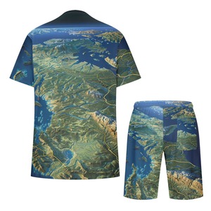 Personnalisé été hommes à manches courtes sport chemise décontractée couleur unie revers deux pièces ensemble - Product Image 4