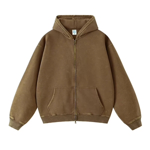 Mode Street Wear Sweats Haute Qualité Français Terry Poids Lourd Hommes À Capuche Acide Lavé Coloré Zipper Hoodies - Product Image 4