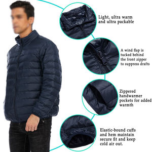 Chaqueta acolchada a prueba de viento Vintage para hombre 100% Nylon y Denim Stand Collar Winter Warm Puffer con la mejor calidad - Product Image 5