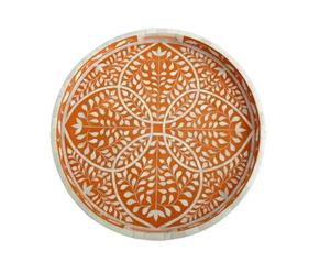 Auténtica bandeja de servicio hecha a mano, bandeja rústica de resina con incrustaciones de hueso, bandeja de servicio decorativa para el hogar, cocina, comedor y sala de estar - Product Image 1