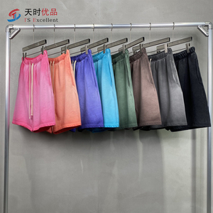 Shorts pour hommes 430 g/m² surdimensionnés, épais, personnalisables, style vintage urbain, taille élastique, vierges, délavés à l'acide, pour l'été - Product Image 1