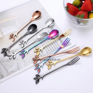 Poignée de concepteur de palmier en métal de qualité supérieure plaquée or de haute qualité pour cuillère maison et hôtel ustensiles de cuisine couverts couverts - Product Image 5