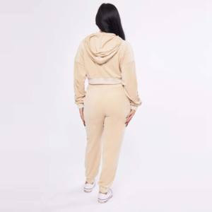 Ensemble 2 pièces pour femme OEM, hiver, coton, haut de sport, sweat-shirt oversize, votre propre logo, motif uni, bouton, imperméable, écologique - Product Image 5