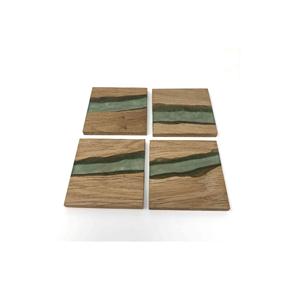 Sous-verre en bois époxyde adapté aux besoins du client de résine avec la forme carrée avec le produit vert clair de Offre Spéciale de couleur - Product Image 2