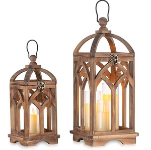 Candelabros de farol de madera para decoración del hogar y centros de mesa de bodas de Navidad ¡Gran valor! - Product Image 5