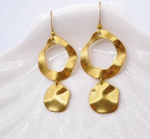 Pendientes colgantes de latón, Pendientes colgantes circulares, Pendientes de latón martillado, Pendientes colgantes geométricos - Product Image 2