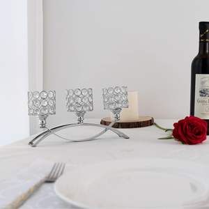 Berceau céleste support de chandelier en métal polyvalent bord de diamant brillance argentée pour les décorations de noël de mariage à la mode - Product Image 2