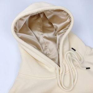 Sweats à capuche en soie pour femmes Double couche unie avec logo personnalisé de haute qualité pour hommes pull-over polaire unisexe sweats à capuche doublés de satin avec capuche en satin - Product Image 3