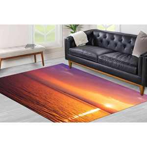 Alfombra Estampada con Vista al Mar, Regalo Perfecto para el Hogar, Diseño de Atardecer, Alfombra de Chenilla - Product Image 1