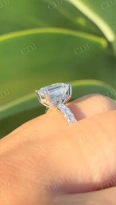 GRA certificado 2.00CT corte esmeralda Moissanite anillo de compromiso solitario bajo Halo anillo de bodas 14K oro blanco joyería de moda - Product Image 3