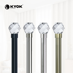 KYOK Elegant Crystal Finial Curtain Poles Modern Cylinder Shape Anti-Rust Metal Rods In Diameter - Product Image 1