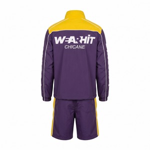<b>Men's</b> Windbreaker Tracksuit Half Zip Pullover Color Block Nylon Racing <b>Jacket</b> and Shorts Set Purple <b>Yellow</b> Custom Logo OEM - Product Image 2