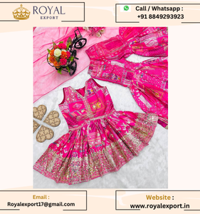 Nuevo trabajo de secuencia pesada de diseñador con parte superior de impresión digital y Sarara con Dupatta completamente cosido para niños - Product Image 5