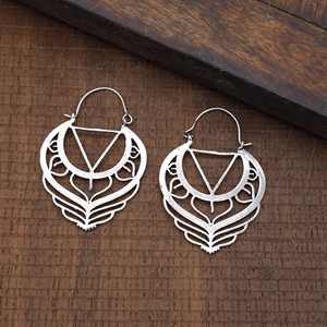 Vente en gros 925 argent Sterling feuille boucle d'oreille Mandala géométrique cerceaux accessoire de mode pour les femmes cadeau - Product Image 4