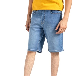 Pantalones cortos vaqueros vintage para hombre, estilo urbano, con borde deshilachado, alta calidad, con tallas y colores personalizados. - Product Image 1