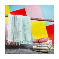 Serviette de plage turque Peshtemal rayée blanche 60% coton écologique compressée séchage rapide vente en gros personnalisée marque privée
