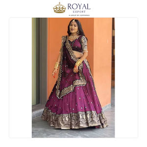 Worldwide Selling Best Quality Customized Design Chinnon <b>Silk</b> with <b>Thread</b> and Sequence Woman Lehenga Choli for Sale - Product Image 5