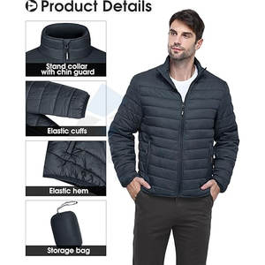Mens Customizable <b>Packable</b> Puffer <b>Jacket</b> Hot Selling Winter Insulated Coat Elastic Hem Cuffs OEM Wholesale Factory Supplier - Product Image 6
