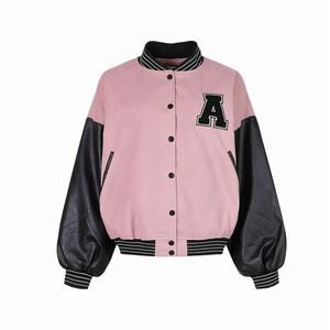 Chaqueta universitaria bomber lisa al por mayor para mujer, chaqueta Letterman Varsity para mujer, chaqueta Varsity Letterman de béisbol americana - Product Image 5