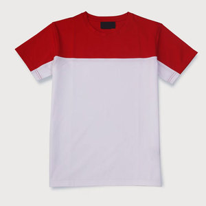 Camiseta Deportiva Sublimada para Hombre |   Tela de Poliéster con Bloques de Color Rojo y Blanco |   Transpirable de Secado Rápido - Product Image 1