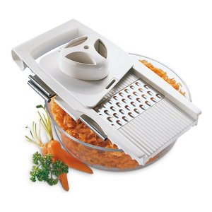 COMFORTLINE 1 Manual Cheese Grater <b>Chopper</b> Container Stainless Steel Blades Safe Convenient White Plastic Gadget for Fruits - Product Image 1