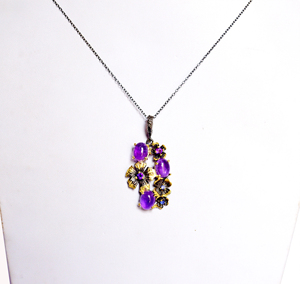 Charme et pendentif en pierre naturelle améthyste en argent sterling plaqué or connecteur de lunette fait main améthyste violette bijoux fins cadeau - Product Image 2