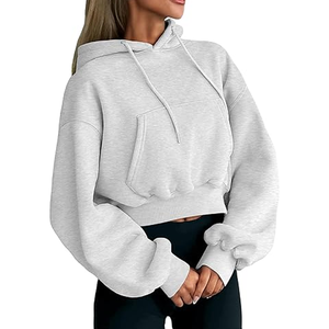 Sudadera Corta Informal para Mujer, Fabricada en Fábrica, 100% Algodón, Forrada, Color Personalizado, Ecológica, Transpirable, con Capucha, para Invierno - Product Image 1